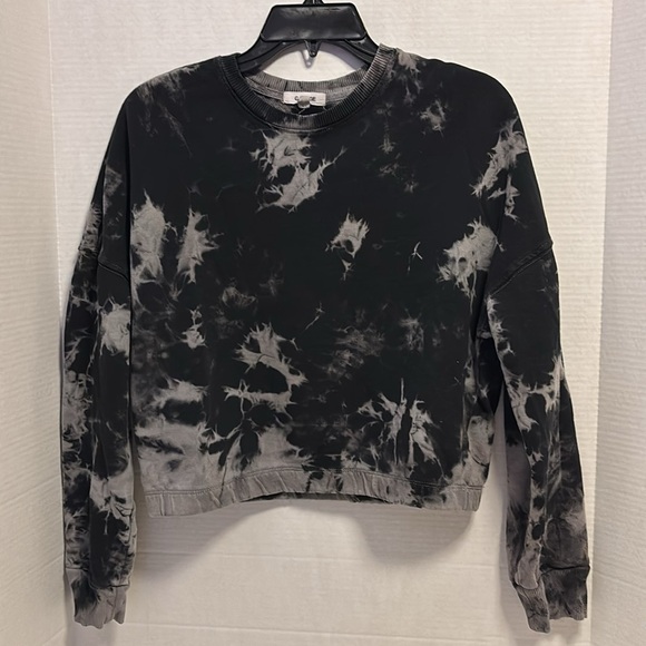 GARAGE BRAND BLACK AND GRAY TYE DYE CROP SWEATSHIRT LONG SLEEVES SIZE XS - Picture 1 of 7